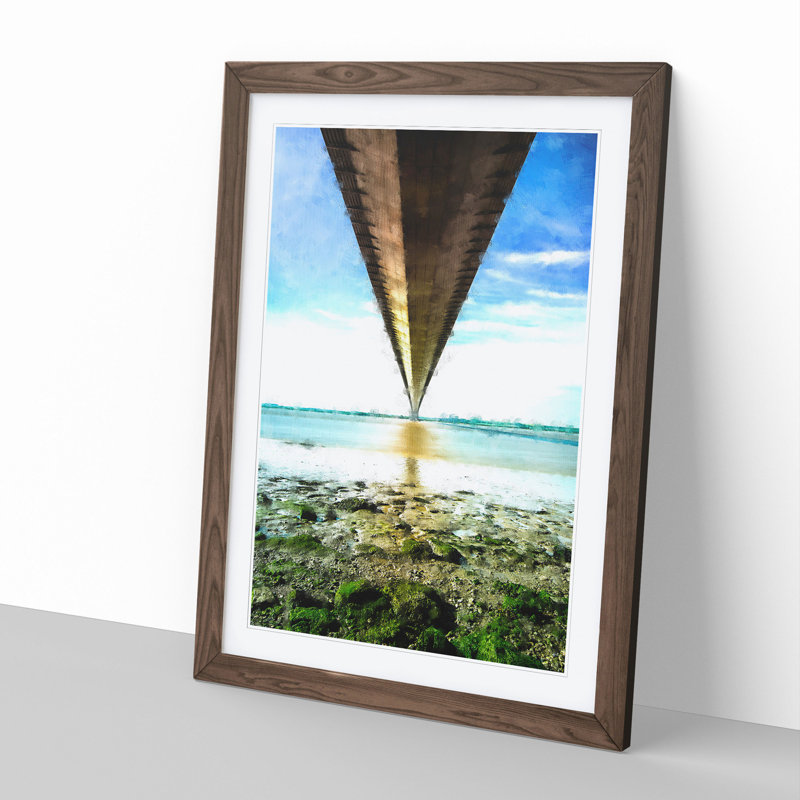 Humber Bridge - Picture Frame Graphic Art, Walnut Framed, 65cm H x 48cm W x 2cm D