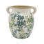 Vase floral en céramique à deux poignées avec finition craquelée, H 7,7 po, bleu / crème / vert