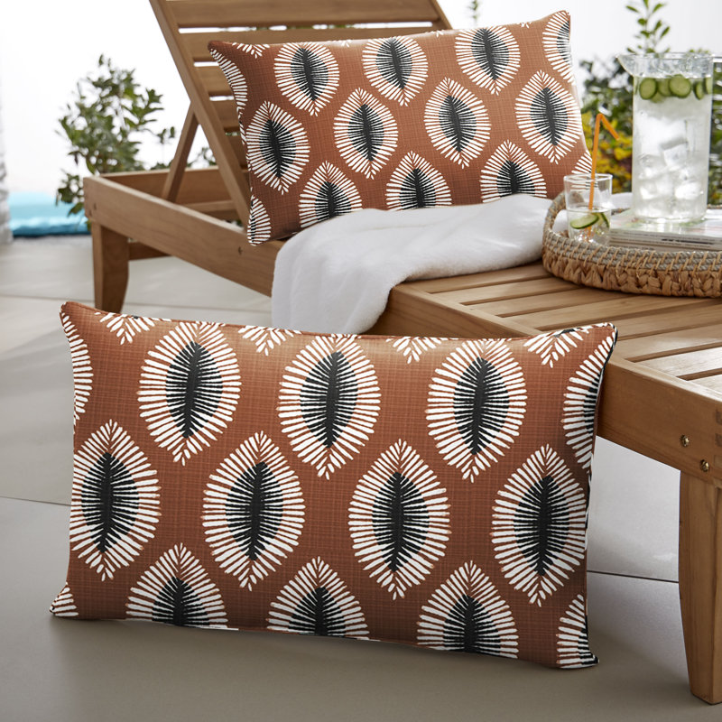 Hayden Sunstone No Decorative Addition Outdoor Reversible Throw Pillow, 16" x 26"