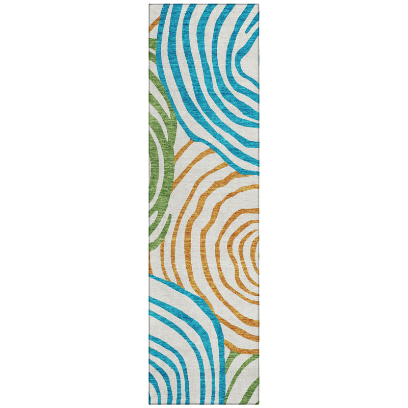 Leis Abstract Indoor / Outdoor Rug, Runner 2'3" x 7'6"