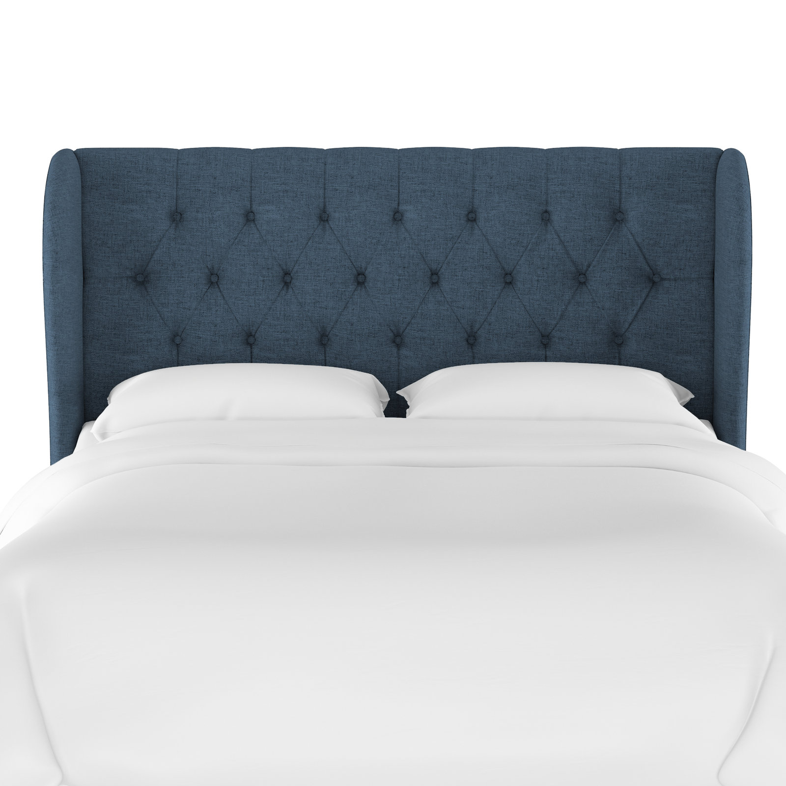 Tomey Pine Headboard, Zuma Navy Textured Linen, Twin