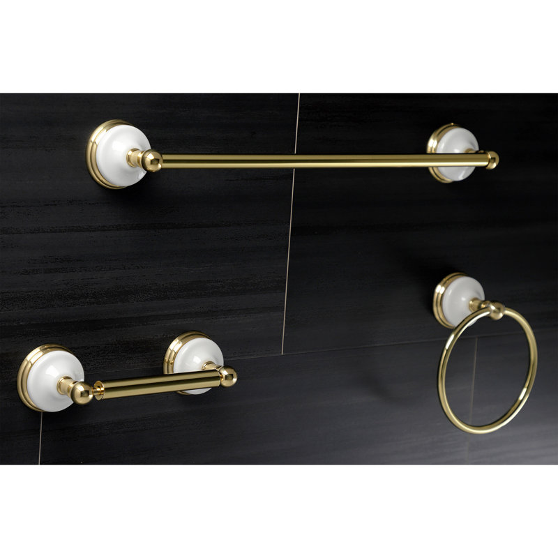 Victorian Polished Brass 3-Piece Bathroom Hardware Set