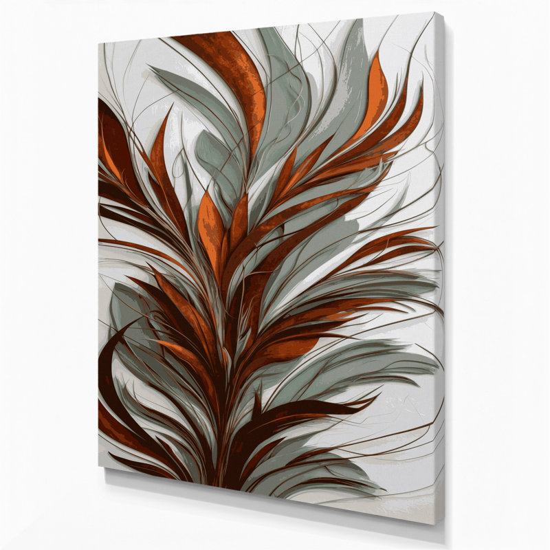 «Abstract Florals 33», art mural sur toile grise, H 14 po x l 11 po