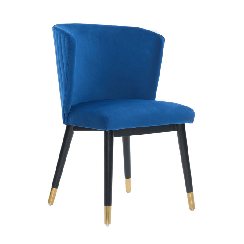 Single Sofina Modern Velvet Dining Chair, Tufted Back, Wooden Frame, Blue