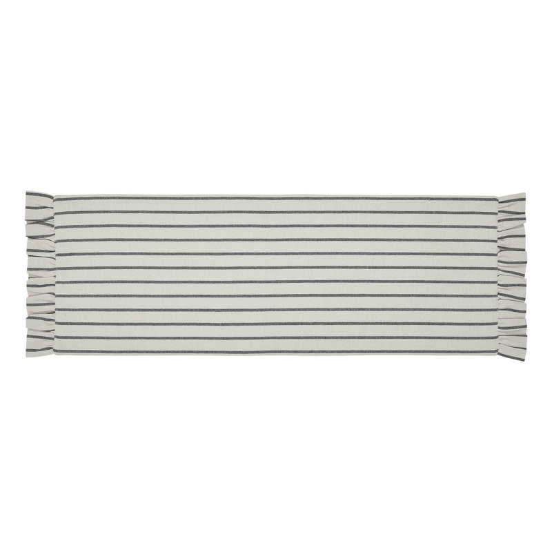 Navy and Creme Cotton Striped Farmhouse Table Runner 12x36