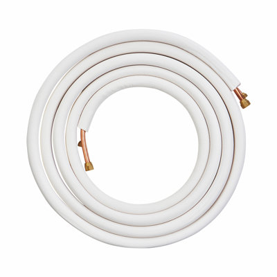 25FT Mini Split Line Set, 3/8" & 5/8" O.D Copper Pipes Tubing and Triple-Layer Insulation, for Mini Split Air Conditioning Refrigerant or Heating Pump Equipment & HVAC with Wrapping Strips.