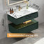 Meuble-lavabo simple mural moderne en bois massif de 36 po avec plateau en marbre et lumière-424624463