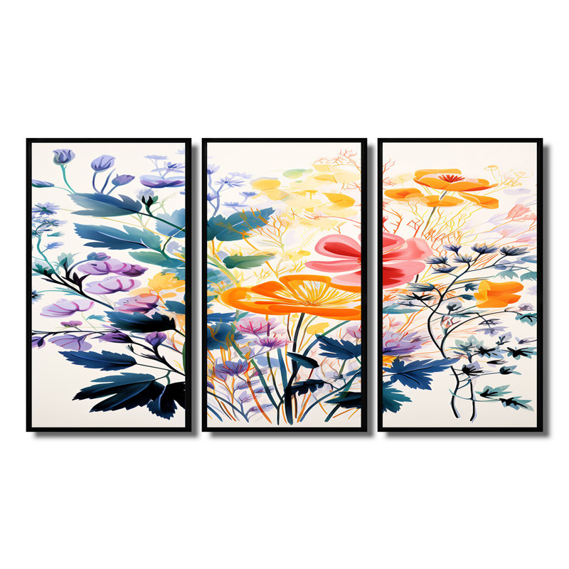Lorinda - Ensemble d'impressions murales Buttercups, Cadre flottant noir, H 32 po x l 48 po x P 1 po