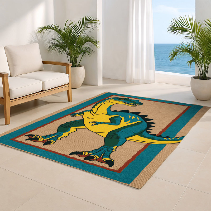 Dinosaurs Brown Indoor and Outdoor Area Rug, Rectangulaire 8 pi x 10 pi