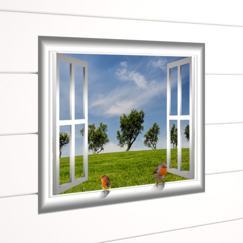Adhésif décoratif oiseau 3D fenêtre pré, H 24 po x l 30 po x P 0,01 po