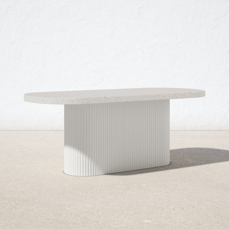 Contemporary Gray Terrazzo Oval Outdoor Dining Table