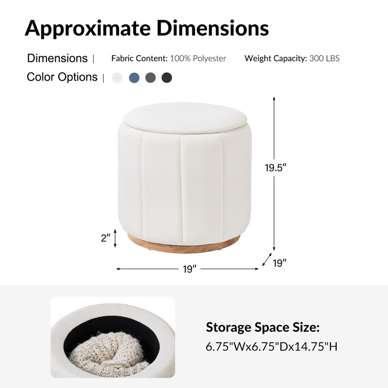 Burchard Modern Storage Ottoman with Solid Wood Base set of 2, White