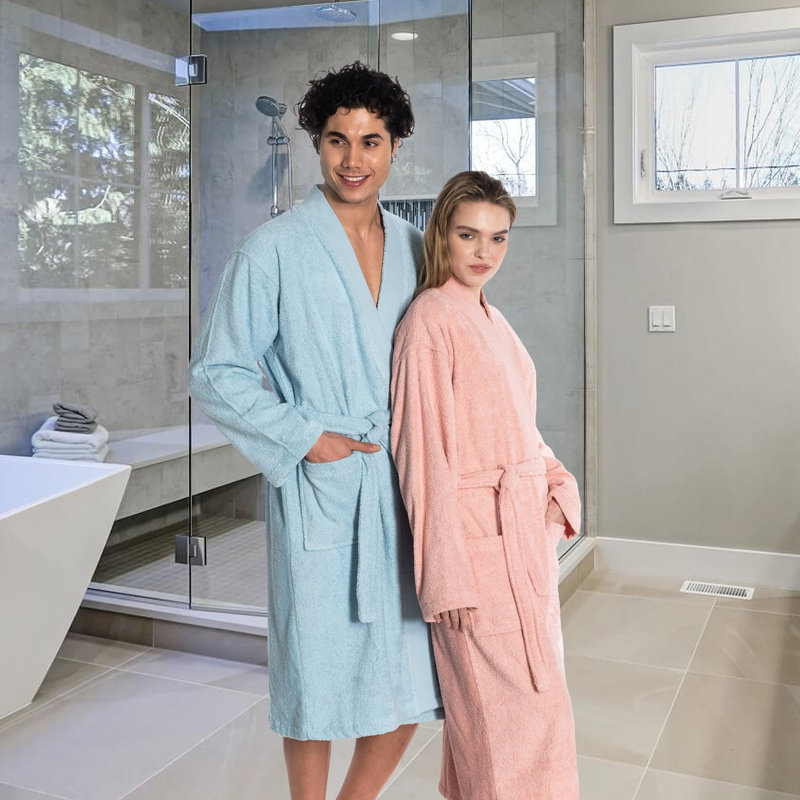 Peignoir kimono en coton turc unisexe, L, Fuchsia