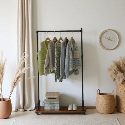 Portant à vêtements - Portant à vêtements avec tablette de rangement et roulettes