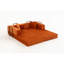 Canapé-lit modulaire double en mousse compressée avec plusieurs options de disposition, comprenant 2 coussins, tissu velours côtelé doux, polyvalent pour le salon, la chambre à coucher, un appartement et plus encore. Dimensions: 76,38 po x 35,04 po, orange