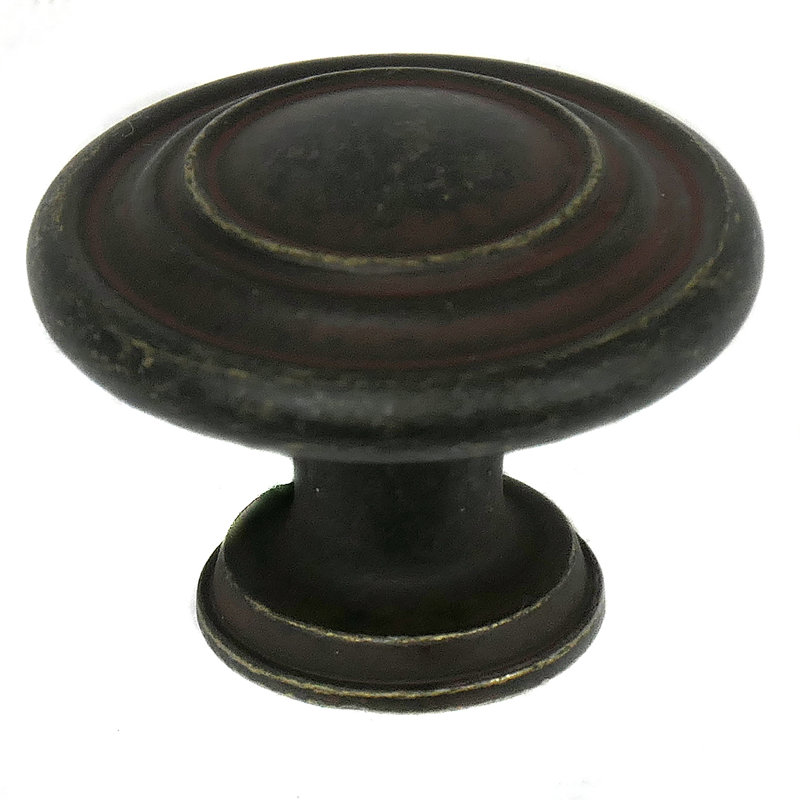 Weathered Antique Bronze Round Cabinet Knob with Mounting Hardware