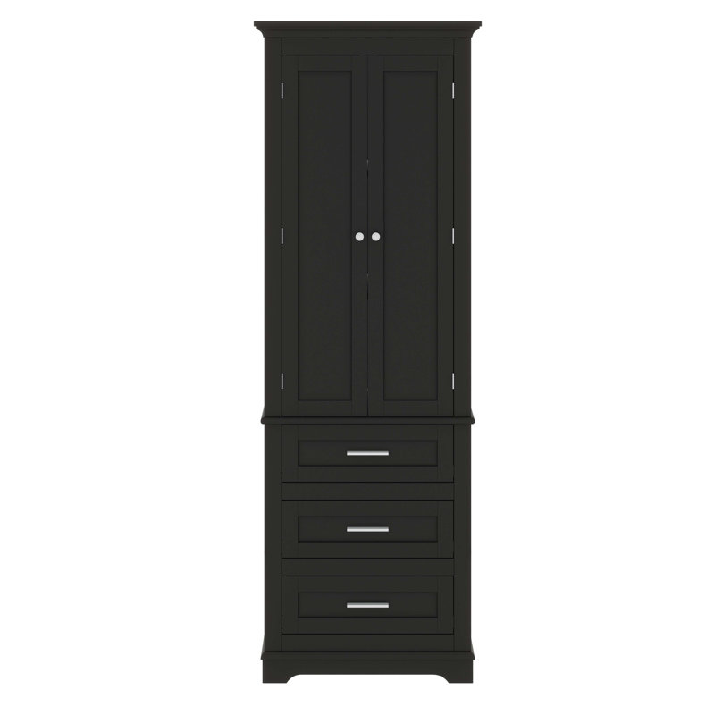 Armoire de rangement haute avec trois tiroirs, armoire de rangement pour salle de bain avec tablette réglable, armoire de plancher pour cuisine de salle de bain