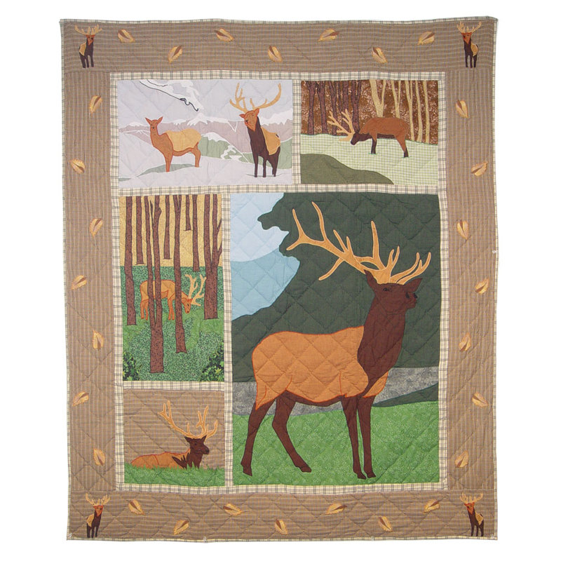 Elk Quilted Throw Blanket