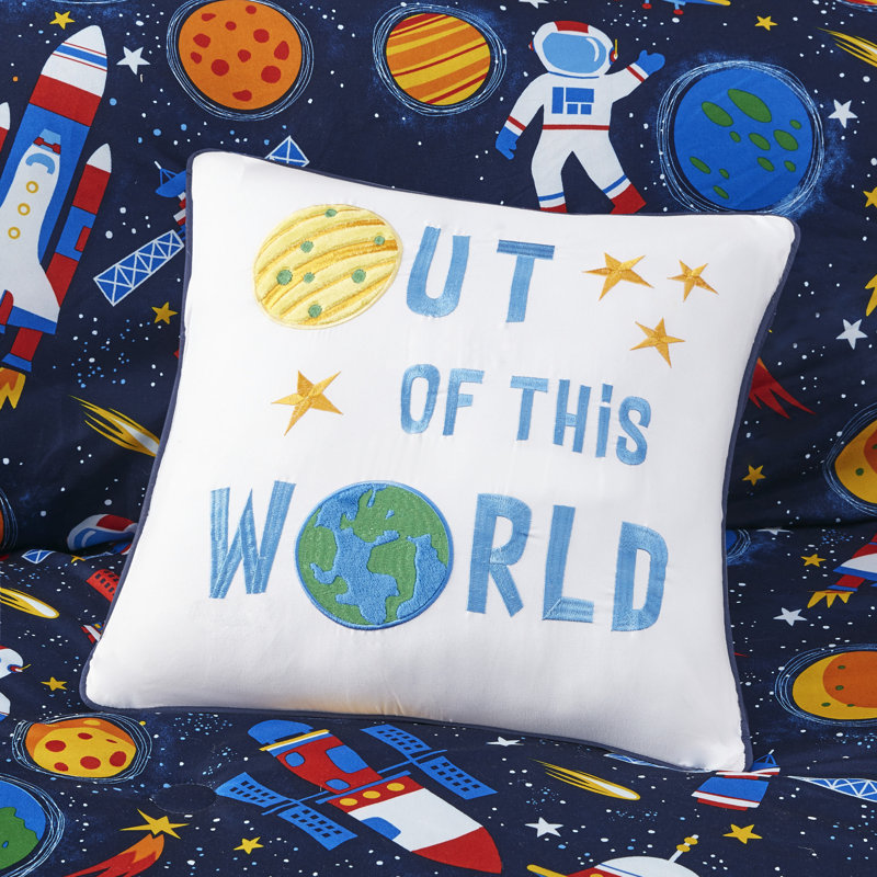 Navy Microfiber Outer Space Full Comforter Set