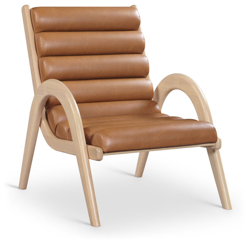 Fauteuil d'appoint en cuir Randal, Cuir cognac végétalien, Naturel