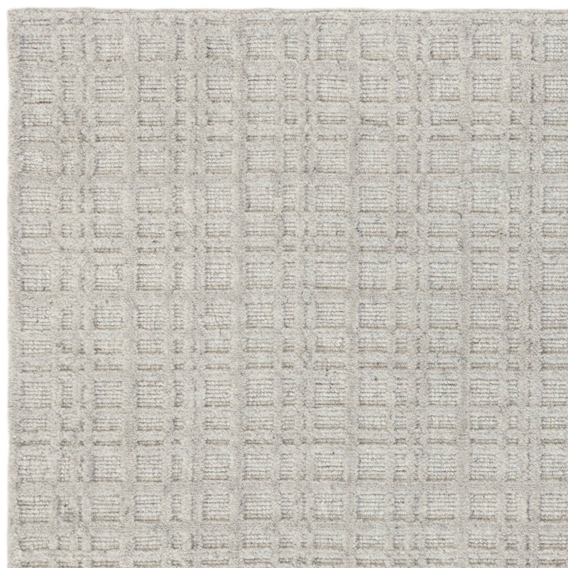 Beltsville Chequered Wool Hand Woven Area Rug, Rectangle 120 x 170 cm, Grey