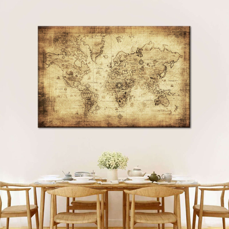 Ancient World Map Canvas Print, 30" H x 45" W x 1.25" D