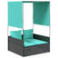  Double chaise longue en rotin PE noir, acier thermolaqué-2090668388-2090668387