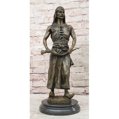 Signed Goudray Lemir Nomadic Arab Middle Eastern Chief Sword Bronze Statue Gift