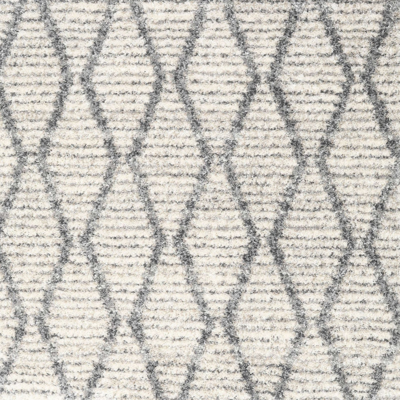 Tapis contemporain ivoire / gris, Carré 4 pi