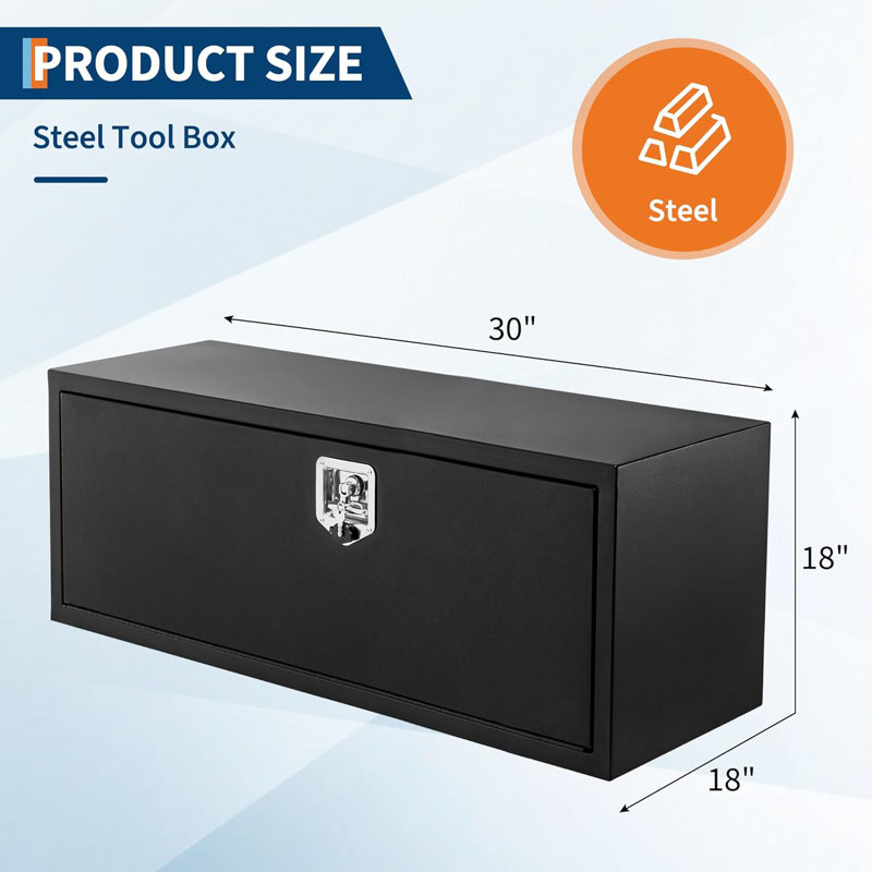 Caisse de camion en acier avec loquet à poignée en T, coffre à outils pour camion avec serrure durable, coffre à outils pour le rangement