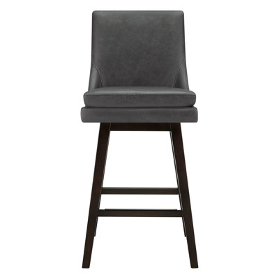 Tabouret de bar et de comptoir pivotant en cuir véritable Zahara Neri
