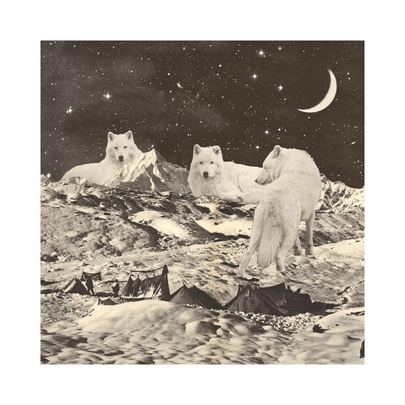 Giant White Wolves on Mountains 1 Piece Wall Art on Canvas, 45.72cm H x 45.72cm W x 3.81cm D, Wrapped Canvas