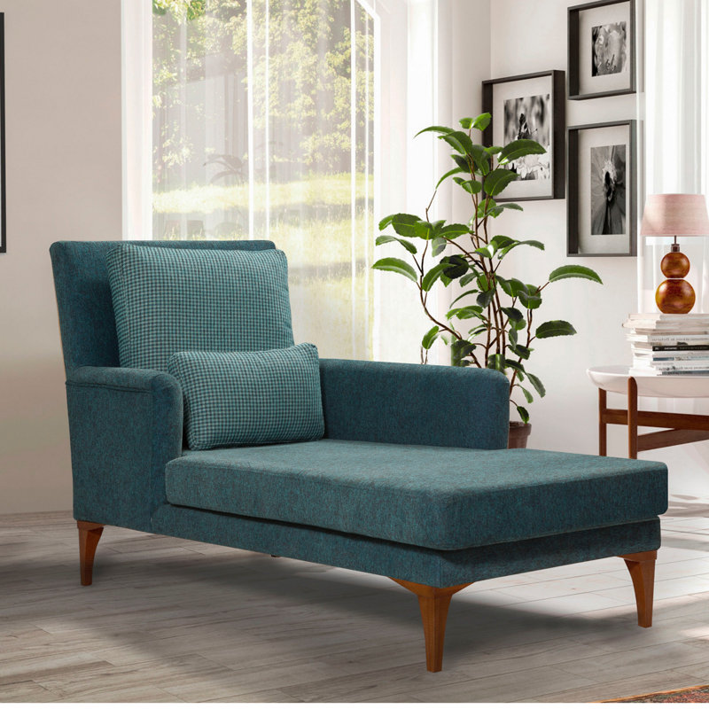 Chaise longue rembourrée Yaphank, 100 % polyester turquoise