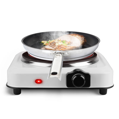 1000W Electric Infrared Single Burner Portable Heating Hot Plate Stove Countertop RV Hotplate with 7.5” Glass Cooktop Stepless Temperature Adjustments