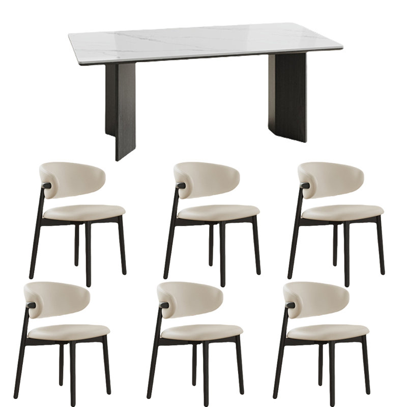 Ensemble de table à manger et de chaises moderne et simple en pierre, H 29,52 po x L 70,86 po x l 35,43 po