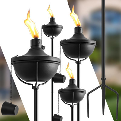 4 Pack Home Garden Torch, Large Capacity 23.5oz Outdoor Metal Torch Garden Décor