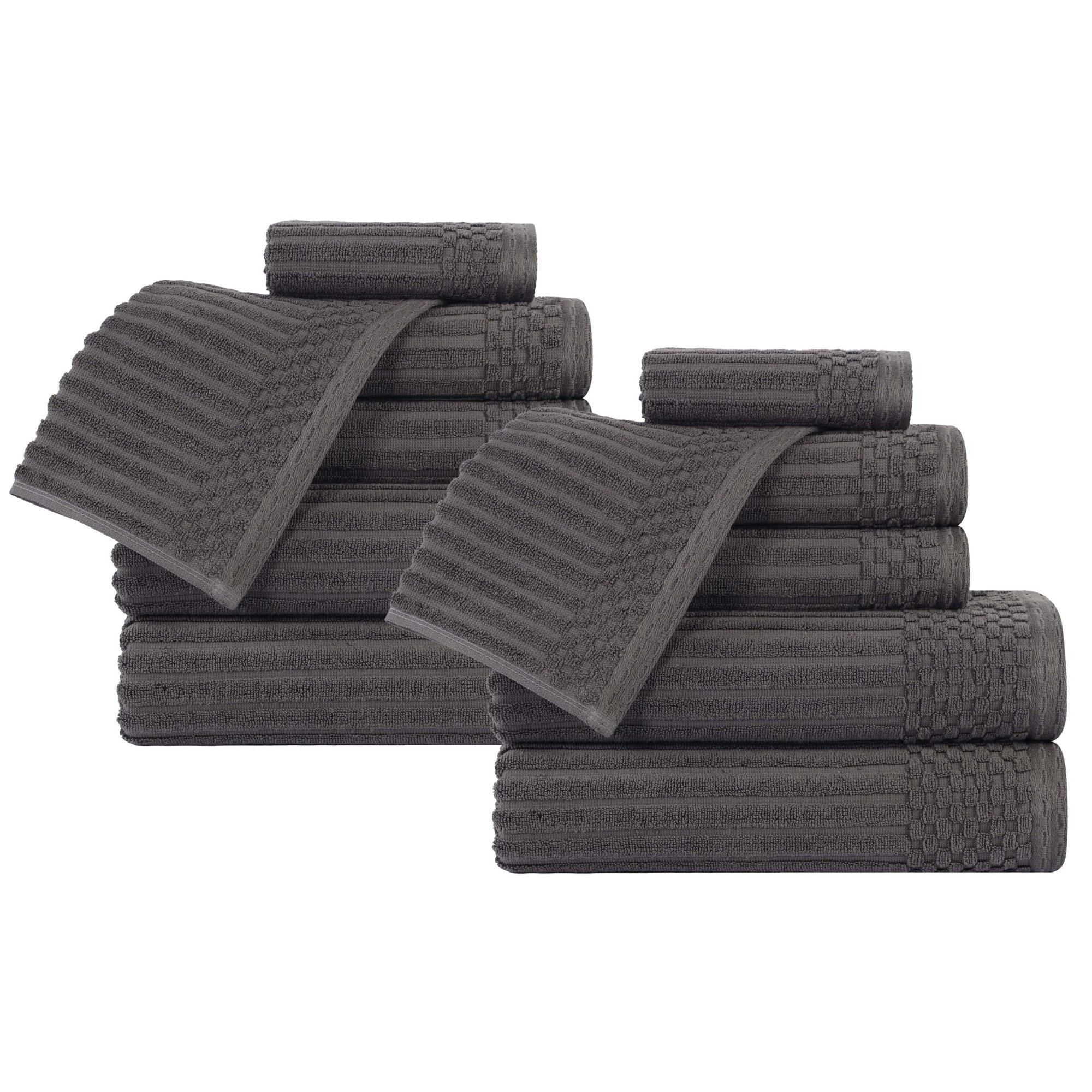 Ruvins 12 Piece 100% Cotton Towel Set, Charcoal