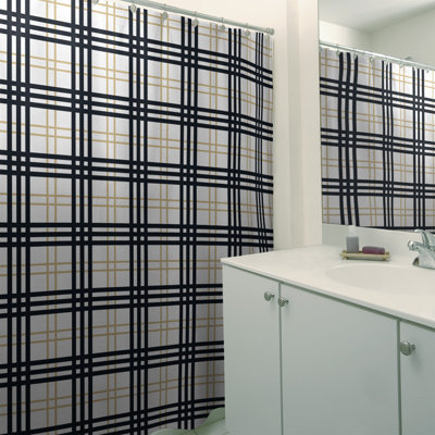 Plaid Shower Curtain and Liner Included