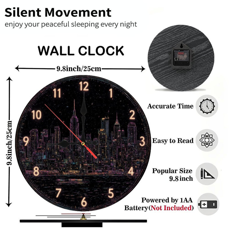 Affichage de l'horloge de ville à effet néon