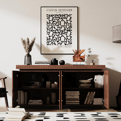 Contemporary Style Sideboard Buffet With Soft Close Doors, Spacious Desktop And Easy - Clean Surface For Dining Area Wood Floor Cabinet Precision Joints, Design Doors Room Storage