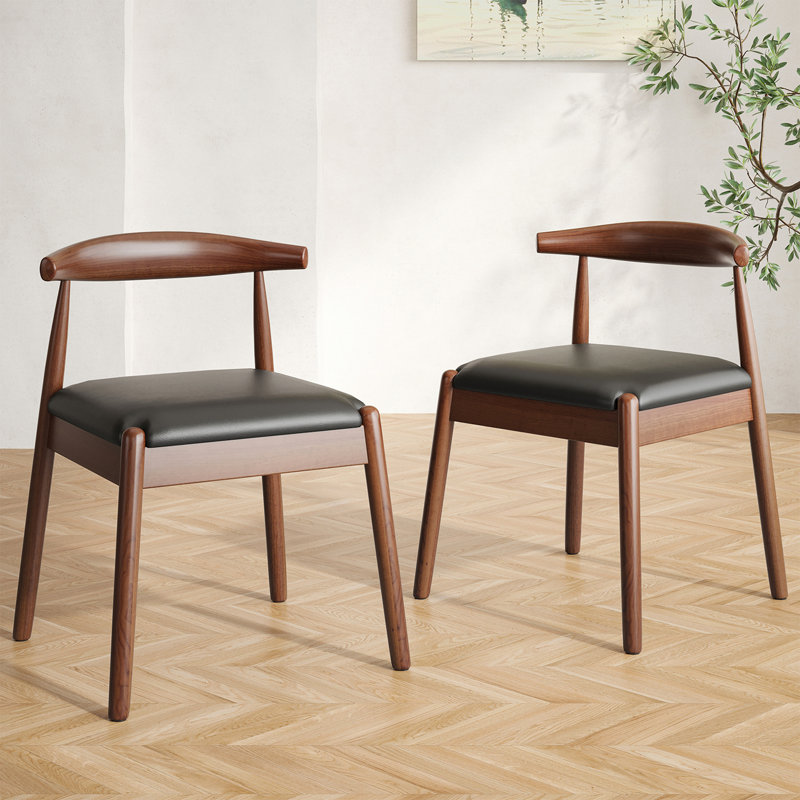 Chaises de salle à manger en tissage, Walnut, Noir