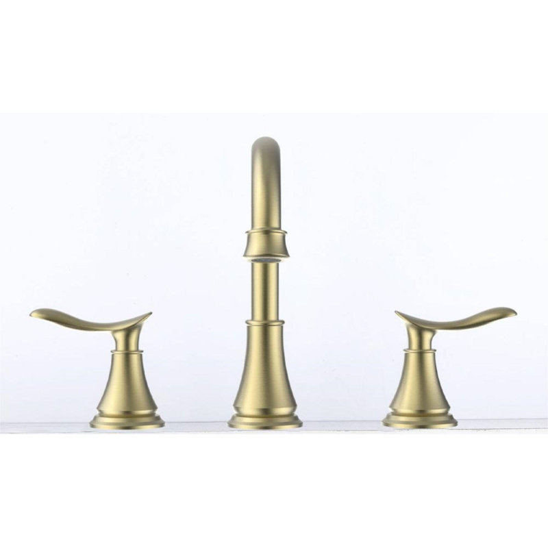 Widespread 2-handle Bathroom Faucet with Drain Assembly, Brushed Gold