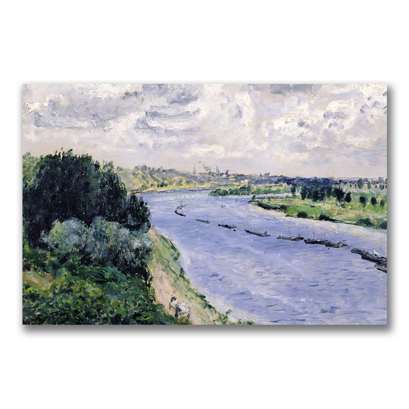« péniches on the senne » par pierre-auguste renoir, reproduction d’art sur toile tendue, H 22 po x l 32 po x P 2 po