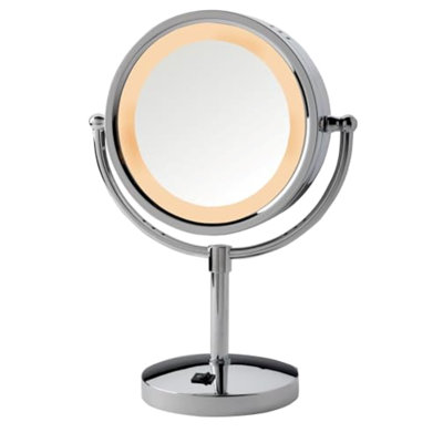 8.5" Lighted Tabletop Magnified Makeup Mirror, Plug In
