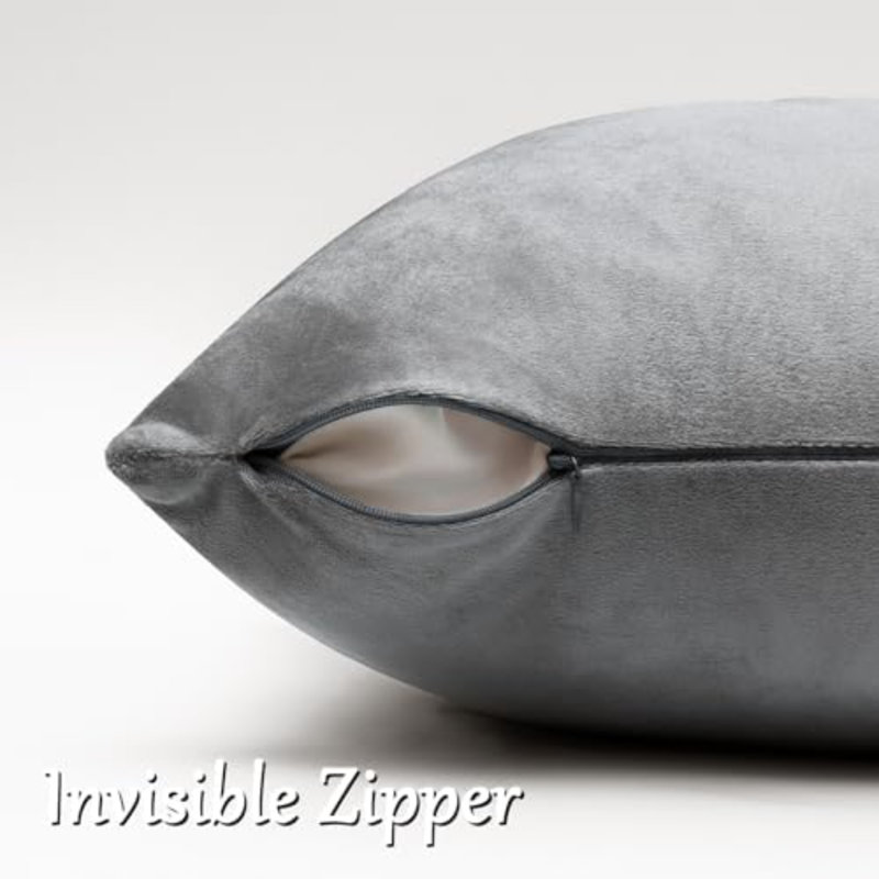 Housses de coussin en velours foncé foncé 16 x 16, Gris