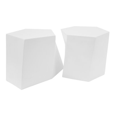 Modern Coffee Table , Geometric Outlook, And Easy To Clean, White 2 In , Style, White, Multifunctional For Living Areas