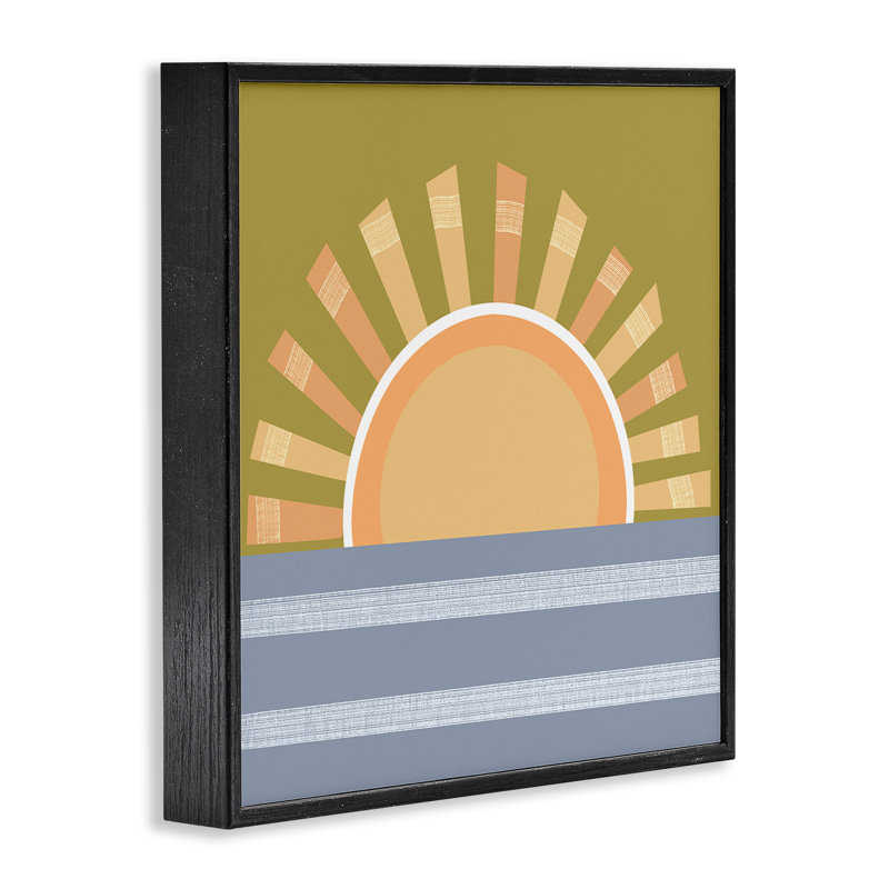 Soleil levant sur l'océan, estampe numérique par Tina Finn, H 12 po x l 12 po, Giclée encadrée noir minuit