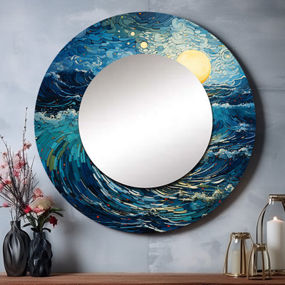 Saralis Saréal jaune océan côtier Serenade pointillisme I - miroir mural unique océan