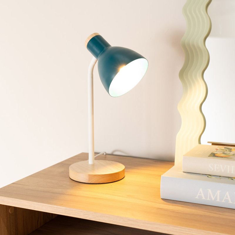 Rokeisha Wood Desk Lamp, Teal