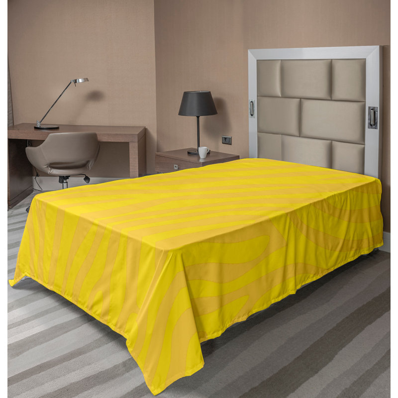 Ambesonne Nature Top Flat Sheet Glisten Fish Sunlight King Blue Purple White, jaune, moutarde / imprimé animal